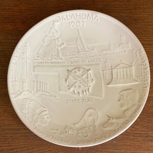 Frankoma Cream Oklahoma Commemorative Hanging Plate 1907